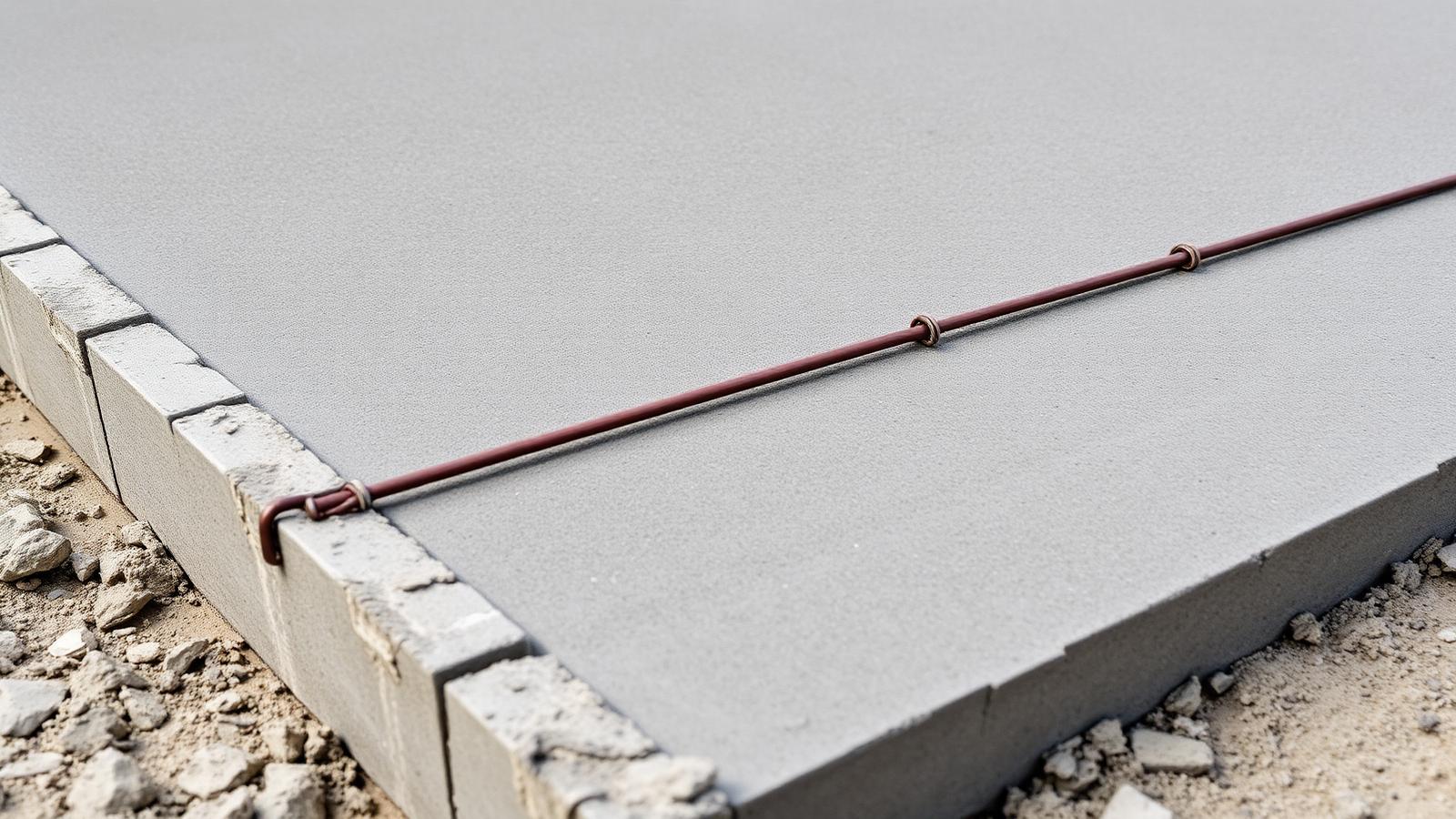 Reinforced concrete slab edge with rebar — the foundation of a durable pickleball court